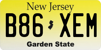 NJ license plate B86XEM
