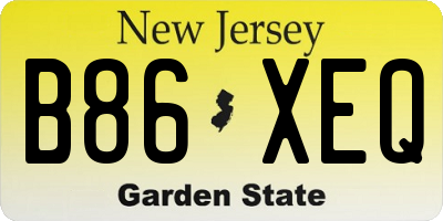 NJ license plate B86XEQ