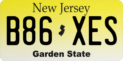 NJ license plate B86XES