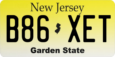 NJ license plate B86XET