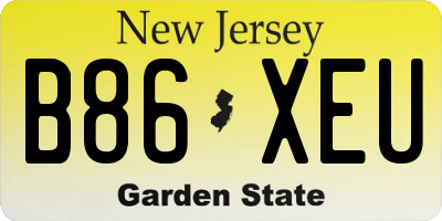 NJ license plate B86XEU