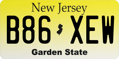 NJ license plate B86XEW