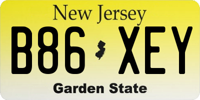NJ license plate B86XEY