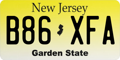 NJ license plate B86XFA