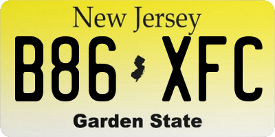 NJ license plate B86XFC
