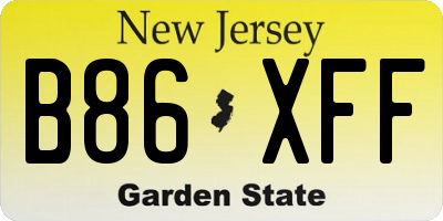 NJ license plate B86XFF