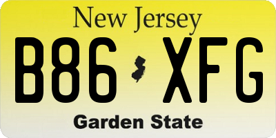 NJ license plate B86XFG