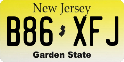 NJ license plate B86XFJ
