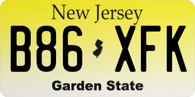 NJ license plate B86XFK