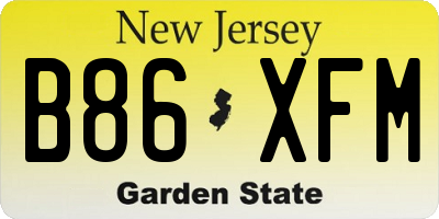 NJ license plate B86XFM