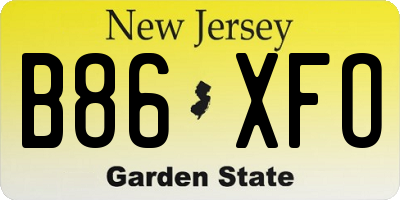 NJ license plate B86XFO