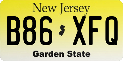 NJ license plate B86XFQ