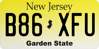 NJ license plate B86XFU
