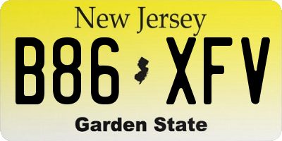 NJ license plate B86XFV