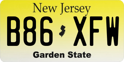 NJ license plate B86XFW