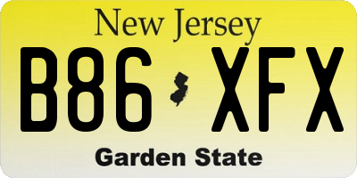 NJ license plate B86XFX