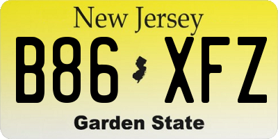 NJ license plate B86XFZ