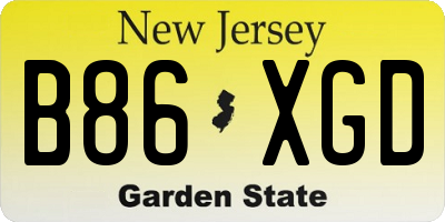 NJ license plate B86XGD