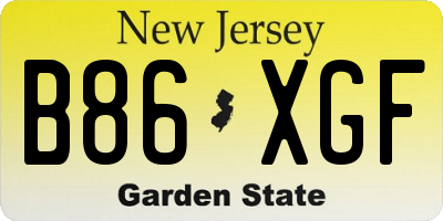 NJ license plate B86XGF