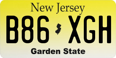 NJ license plate B86XGH