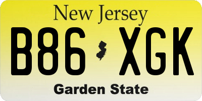 NJ license plate B86XGK