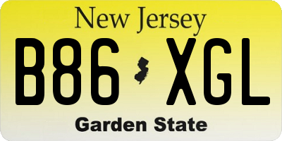 NJ license plate B86XGL