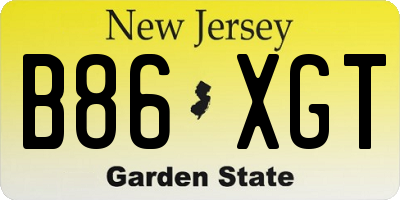 NJ license plate B86XGT