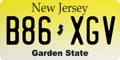 NJ license plate B86XGV