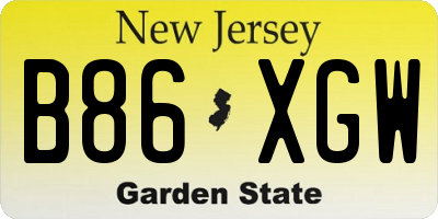 NJ license plate B86XGW