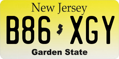 NJ license plate B86XGY