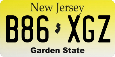 NJ license plate B86XGZ