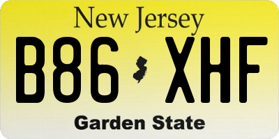 NJ license plate B86XHF