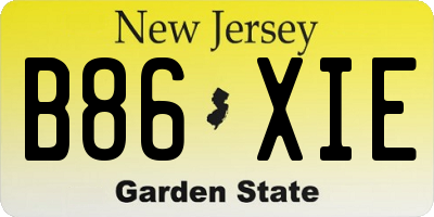 NJ license plate B86XIE