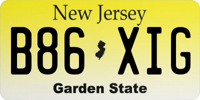 NJ license plate B86XIG
