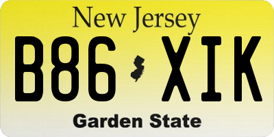 NJ license plate B86XIK