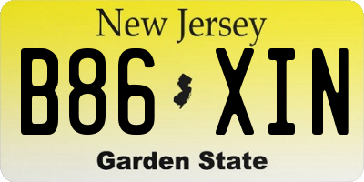 NJ license plate B86XIN