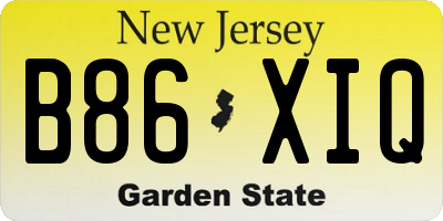 NJ license plate B86XIQ