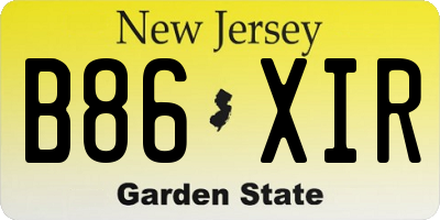 NJ license plate B86XIR