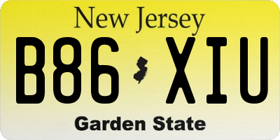 NJ license plate B86XIU