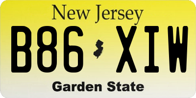 NJ license plate B86XIW