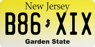 NJ license plate B86XIX