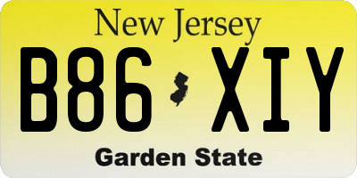NJ license plate B86XIY