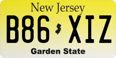 NJ license plate B86XIZ