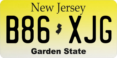 NJ license plate B86XJG
