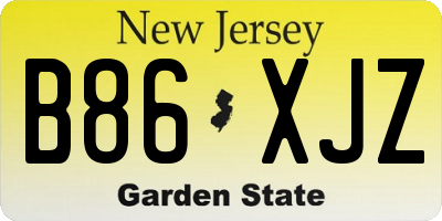 NJ license plate B86XJZ