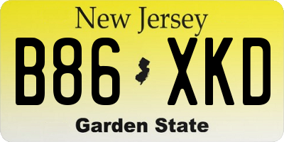 NJ license plate B86XKD
