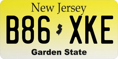 NJ license plate B86XKE