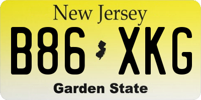 NJ license plate B86XKG