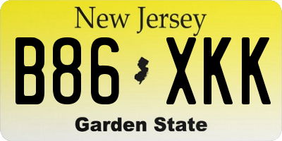 NJ license plate B86XKK