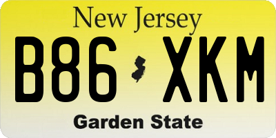 NJ license plate B86XKM